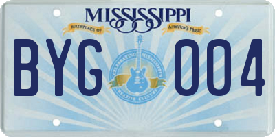 MS license plate BYG004