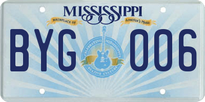 MS license plate BYG006