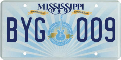 MS license plate BYG009