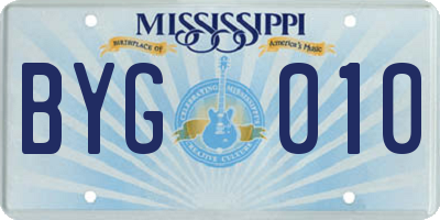 MS license plate BYG010