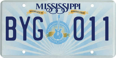 MS license plate BYG011