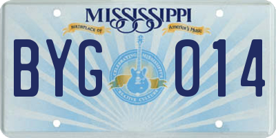 MS license plate BYG014