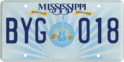MS license plate BYG018