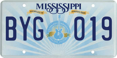 MS license plate BYG019