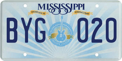 MS license plate BYG020