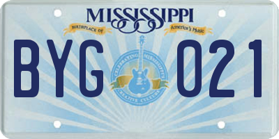 MS license plate BYG021