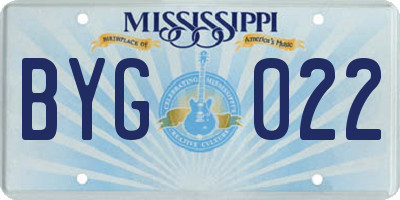 MS license plate BYG022
