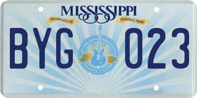 MS license plate BYG023