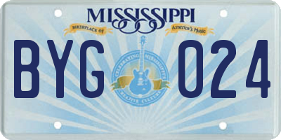 MS license plate BYG024