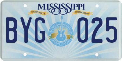 MS license plate BYG025