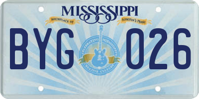MS license plate BYG026