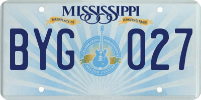 MS license plate BYG027