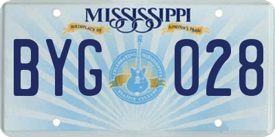 MS license plate BYG028