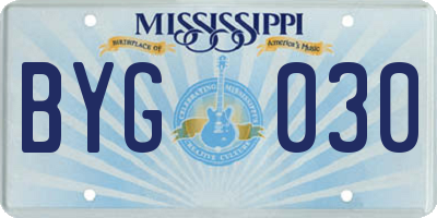 MS license plate BYG030