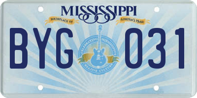 MS license plate BYG031