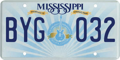 MS license plate BYG032
