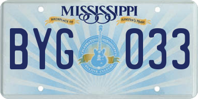 MS license plate BYG033