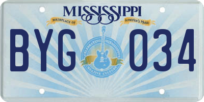 MS license plate BYG034