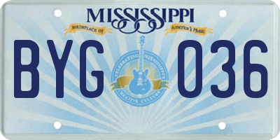 MS license plate BYG036