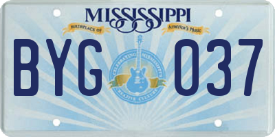 MS license plate BYG037