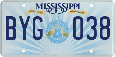 MS license plate BYG038