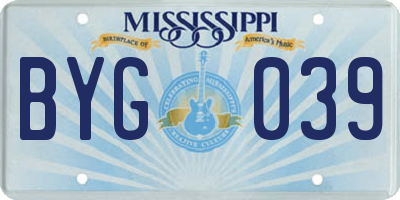 MS license plate BYG039