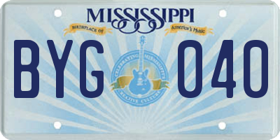 MS license plate BYG040