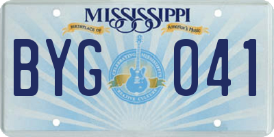 MS license plate BYG041