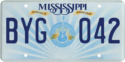 MS license plate BYG042
