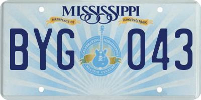 MS license plate BYG043