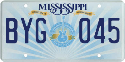 MS license plate BYG045