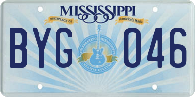 MS license plate BYG046