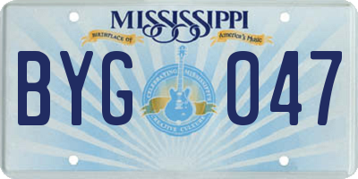 MS license plate BYG047
