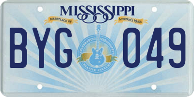 MS license plate BYG049
