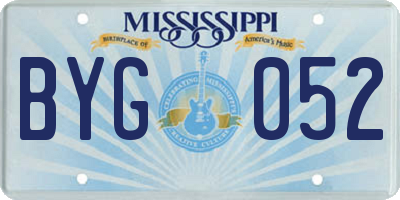 MS license plate BYG052
