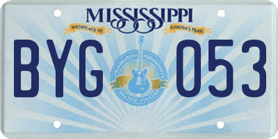 MS license plate BYG053