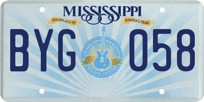 MS license plate BYG058