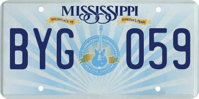 MS license plate BYG059