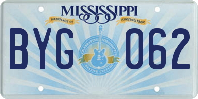 MS license plate BYG062
