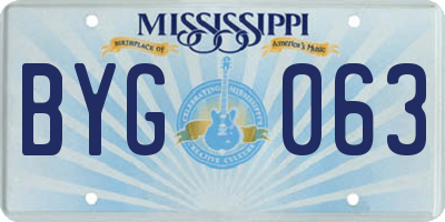 MS license plate BYG063