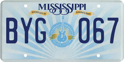 MS license plate BYG067