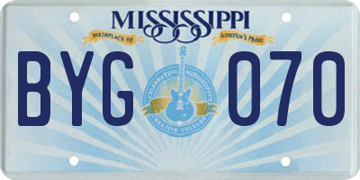 MS license plate BYG070