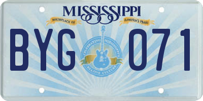 MS license plate BYG071