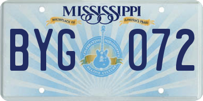 MS license plate BYG072