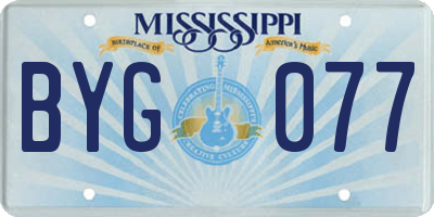 MS license plate BYG077