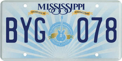 MS license plate BYG078