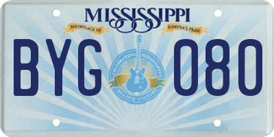 MS license plate BYG080