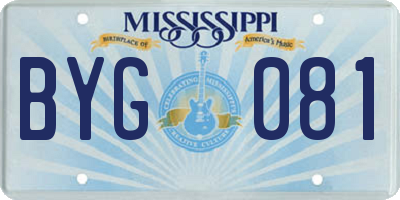 MS license plate BYG081