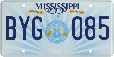 MS license plate BYG085