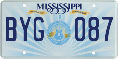 MS license plate BYG087